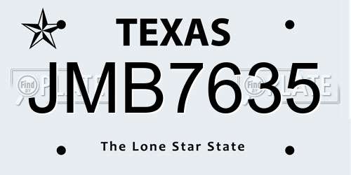 JMB7635 Texas License Plate