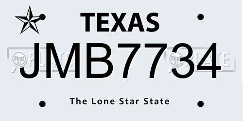 JMB7734 Texas License Plate