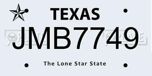 JMB7749 Texas License Plate