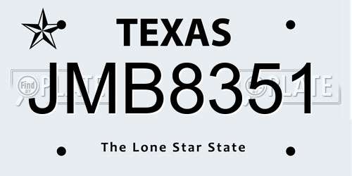 JMB8351 Texas License Plate