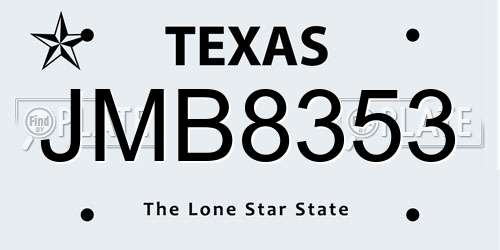 JMB8353 Texas License Plate
