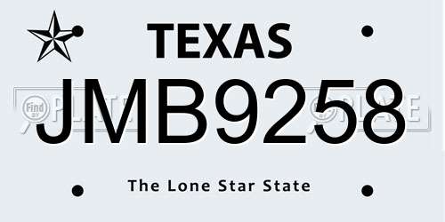 JMB9258 Texas License Plate