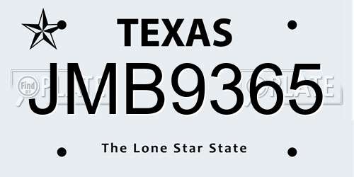 JMB9365 Texas License Plate