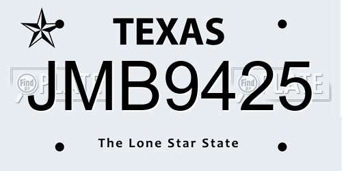 JMB9425 Texas License Plate