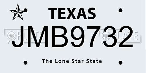 JMB9732 Texas License Plate