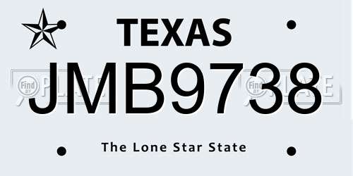 JMB9738 Texas License Plate