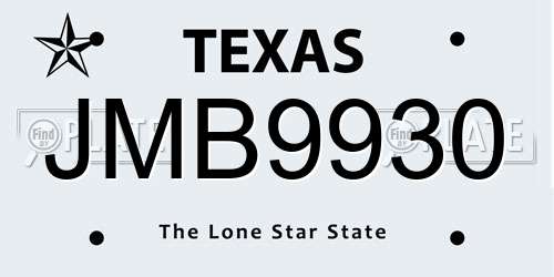 JMB9930 Texas License Plate