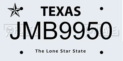 JMB9950 Texas License Plate