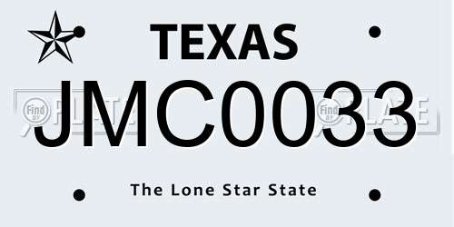 JMC0033 Texas License Plate