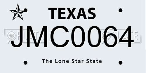 JMC0064 Texas License Plate
