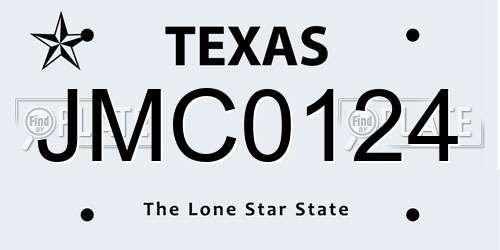 JMC0124 Texas License Plate