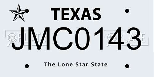 JMC0143 Texas License Plate