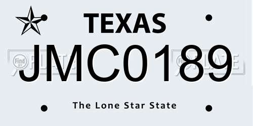 JMC0189 Texas License Plate