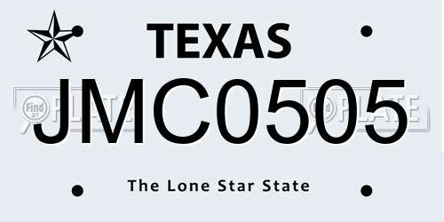JMC0505 Texas License Plate
