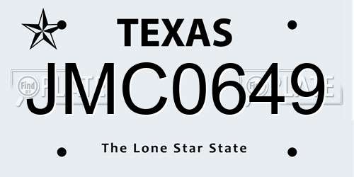 JMC0649 Texas License Plate