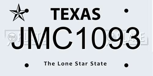 JMC1093 Texas License Plate