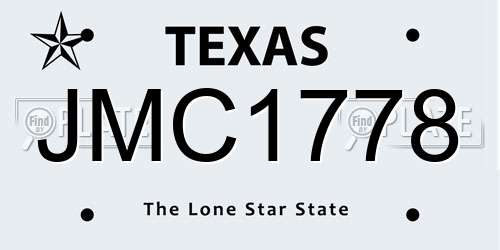 JMC1778 Texas License Plate