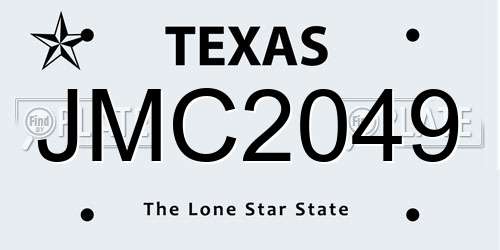 JMC2049 Texas License Plate