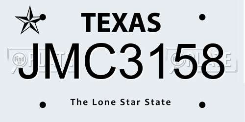 JMC3158 Texas License Plate
