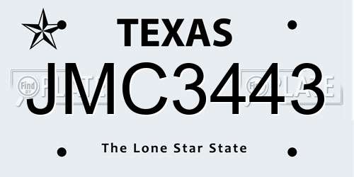 JMC3443 Texas License Plate