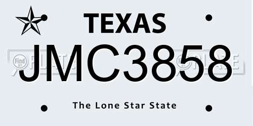 JMC3858 Texas License Plate