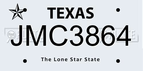 JMC3864 Texas License Plate