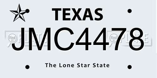 JMC4478 Texas License Plate