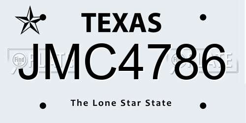 JMC4786 Texas License Plate