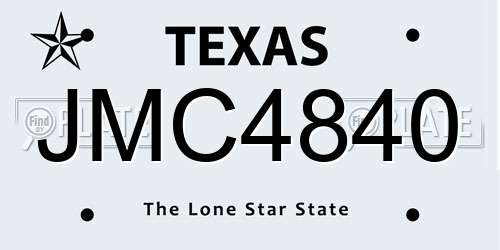 JMC4840 Texas License Plate