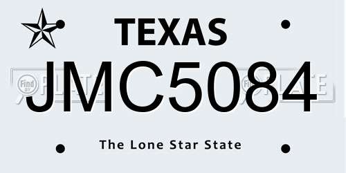 JMC5084 Texas License Plate