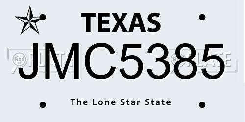 JMC5385 Texas License Plate