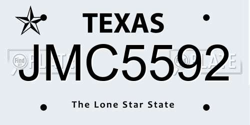 JMC5592 Texas License Plate