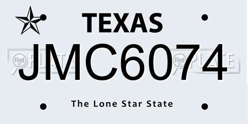 JMC6074 Texas License Plate