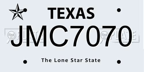 JMC7070 Texas License Plate