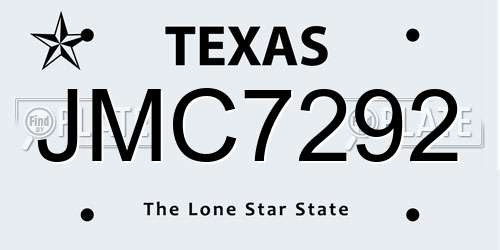 JMC7292 Texas License Plate