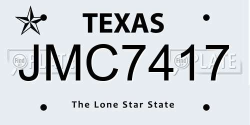 JMC7417 Texas License Plate