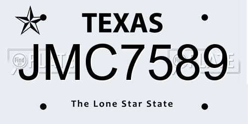 JMC7589 Texas License Plate