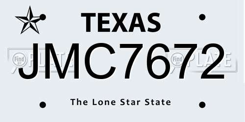 JMC7672 Texas License Plate