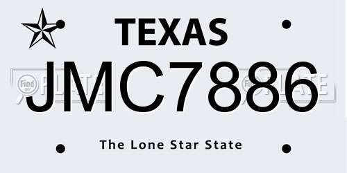JMC7886 Texas License Plate