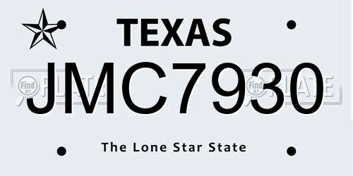JMC7930 Texas License Plate