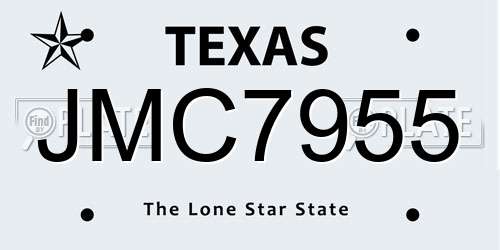 JMC7955 Texas License Plate
