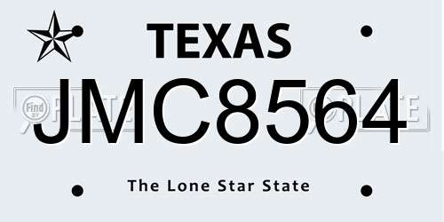 JMC8564 Texas License Plate