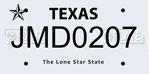 JMD0207 Texas License Plate