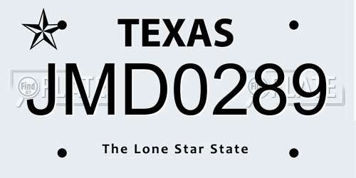 JMD0289 Texas License Plate