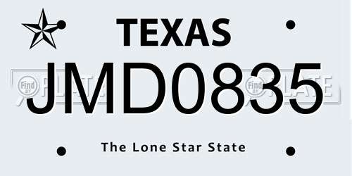 JMD0835 Texas License Plate