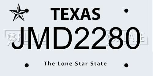 JMD2280 Texas License Plate