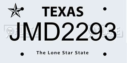 JMD2293 Texas License Plate