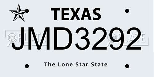 JMD3292 Texas License Plate