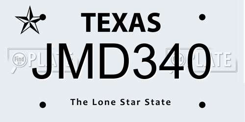 JMD340 Texas License Plate