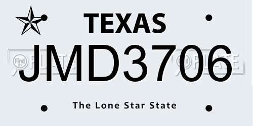 JMD3706 Texas License Plate
